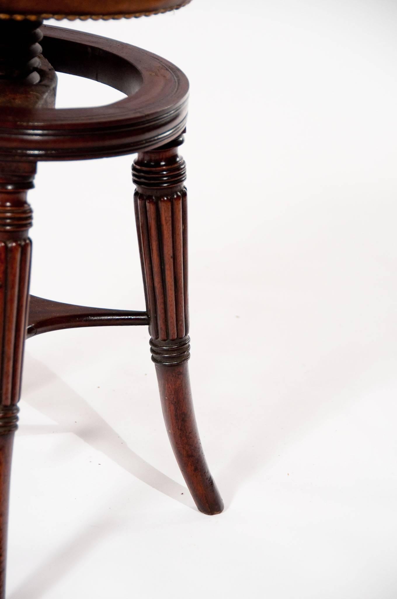 19th Century Fine Regency Mahogany Adjustable Piano Stool