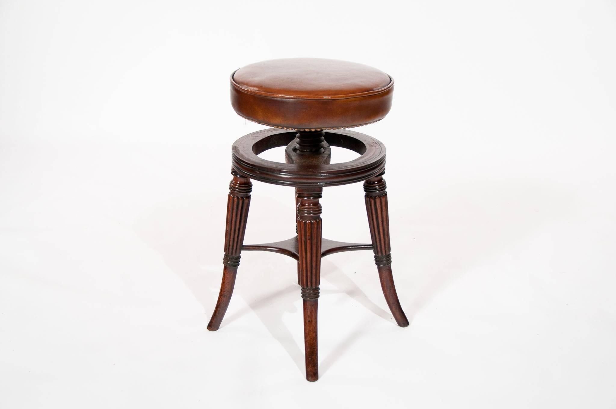 English Fine Regency Mahogany Adjustable Piano Stool