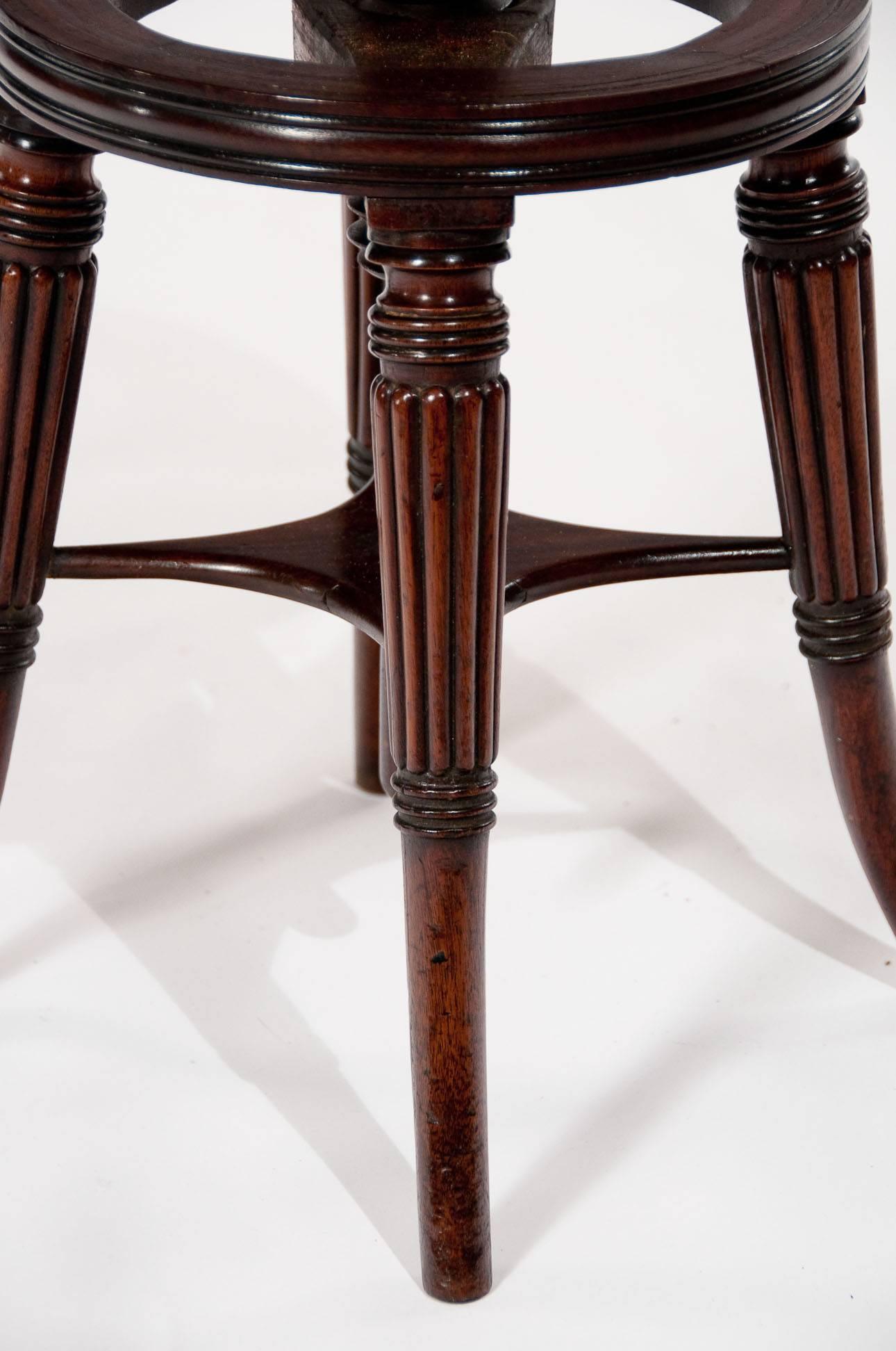 Fine Regency Mahogany Adjustable Piano Stool 2