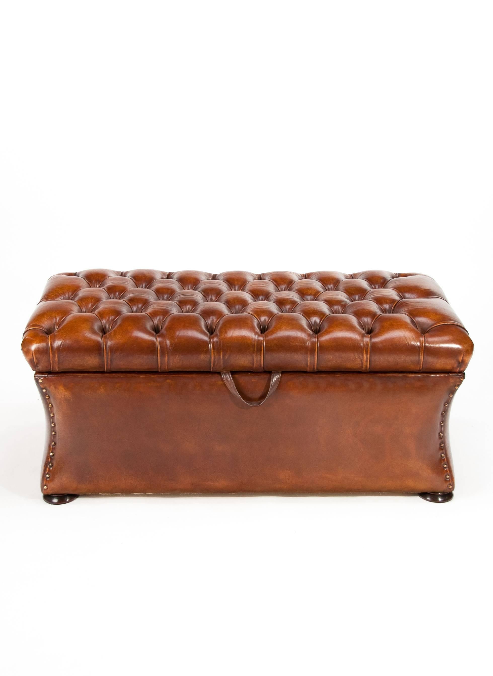 Quality 19th Century Shaped Leather Ottoman 2