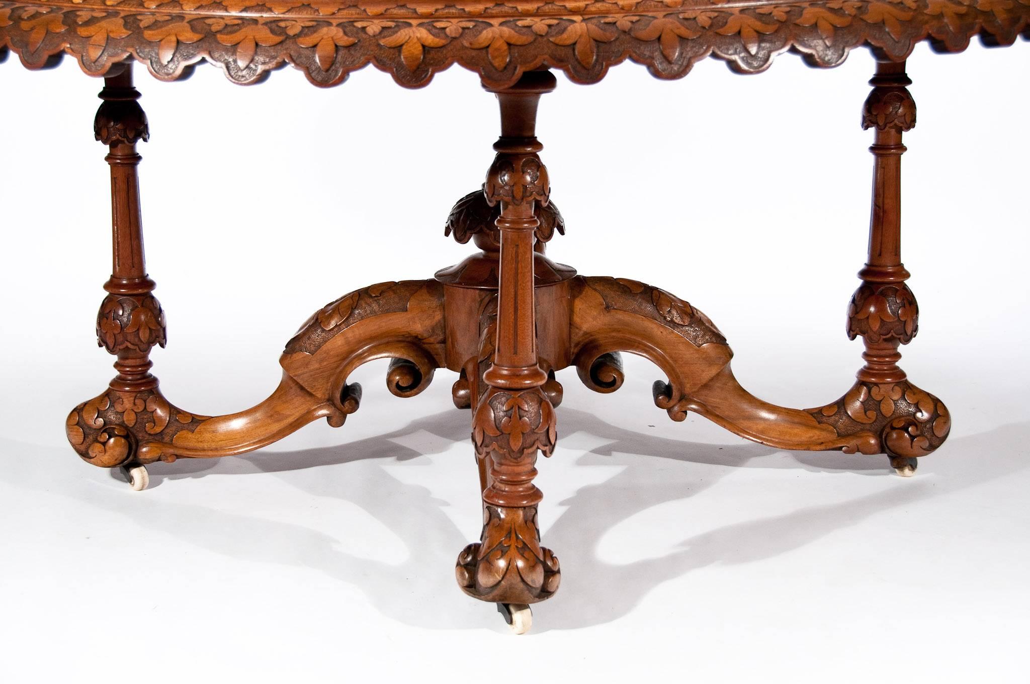 Magnificent and Large Victorian Burr Walnut Centre Table 2