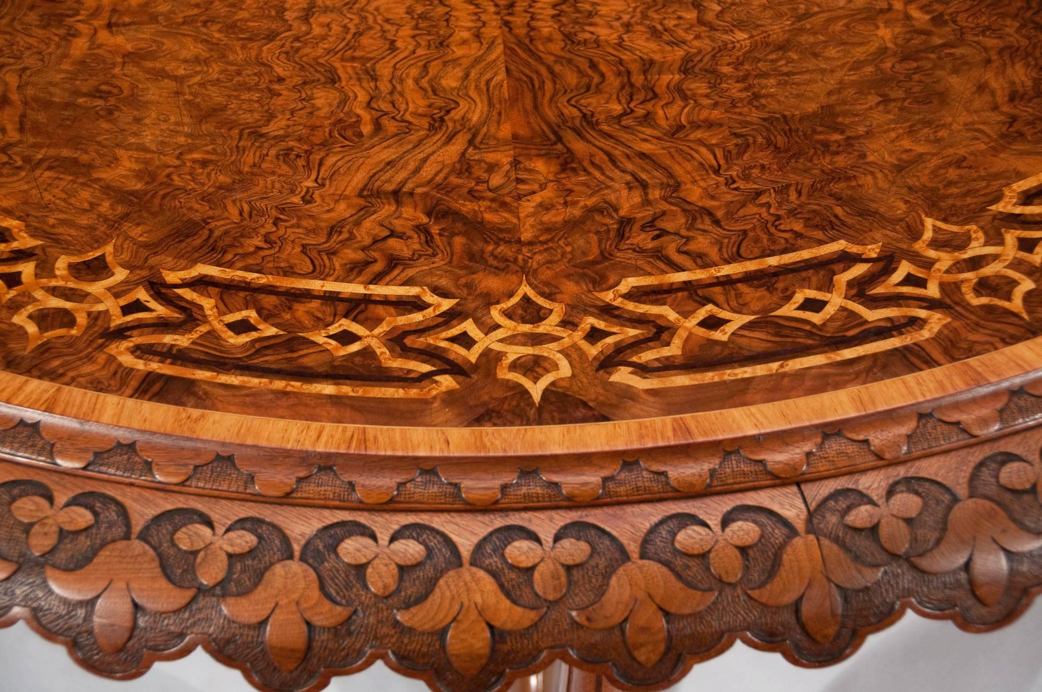 Birdseye Maple Magnificent and Large Victorian Burr Walnut Centre Table
