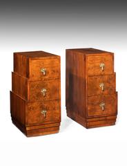 Pair of Stepped Art Deco Bedside Cabinets