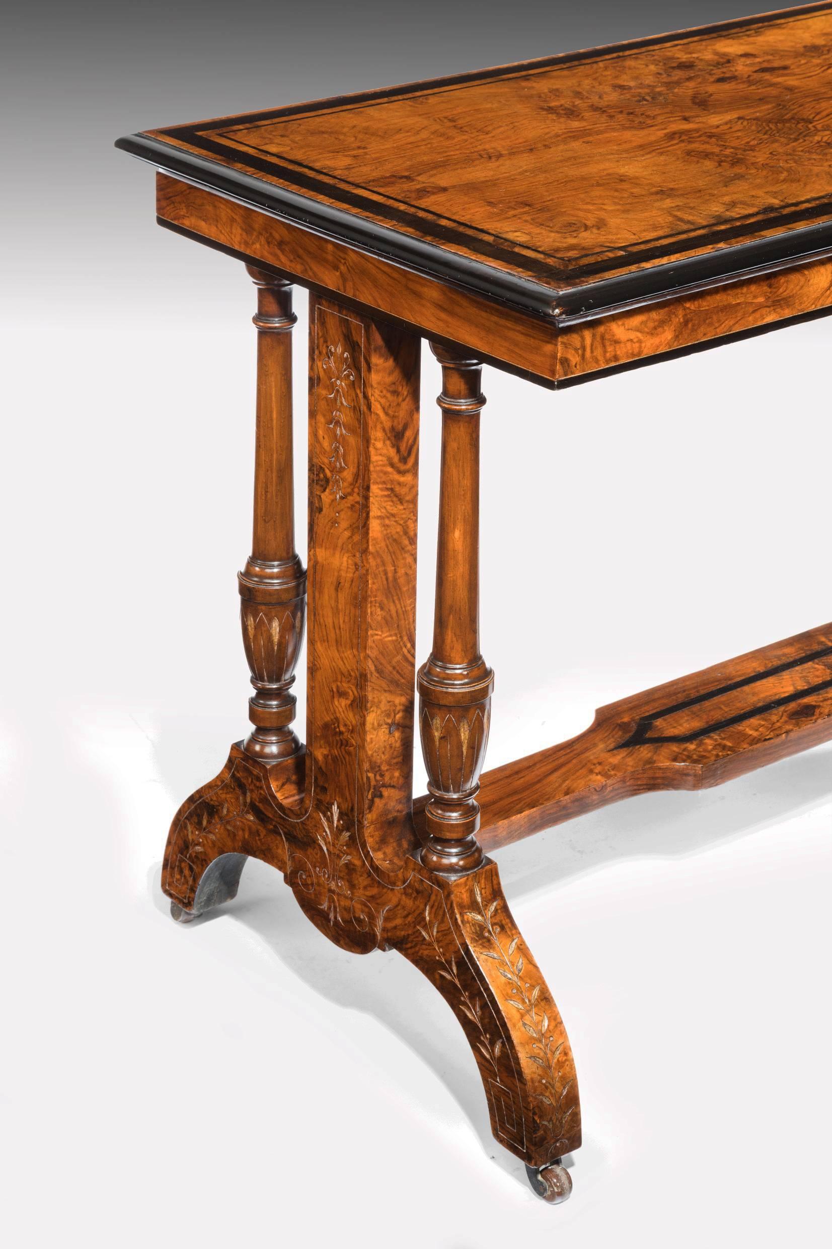 Quality Antique Walnut and Ebony Inlaid Table In Excellent Condition In Benington, Herts