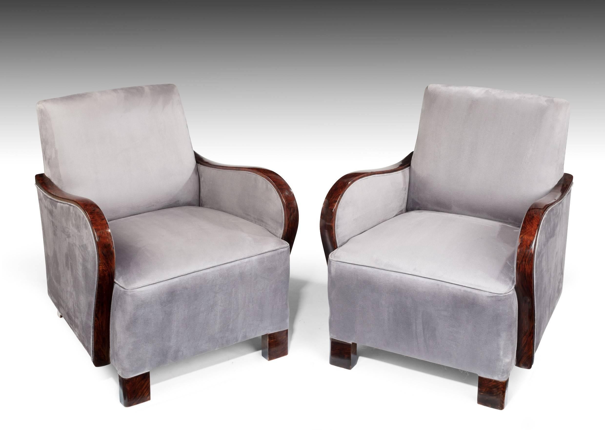 Hand-Painted Good Pair of Art Deco Armchairs