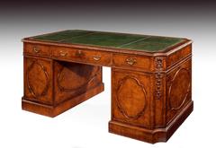 Very Good Quality Burr Walnut Pedestal Desk