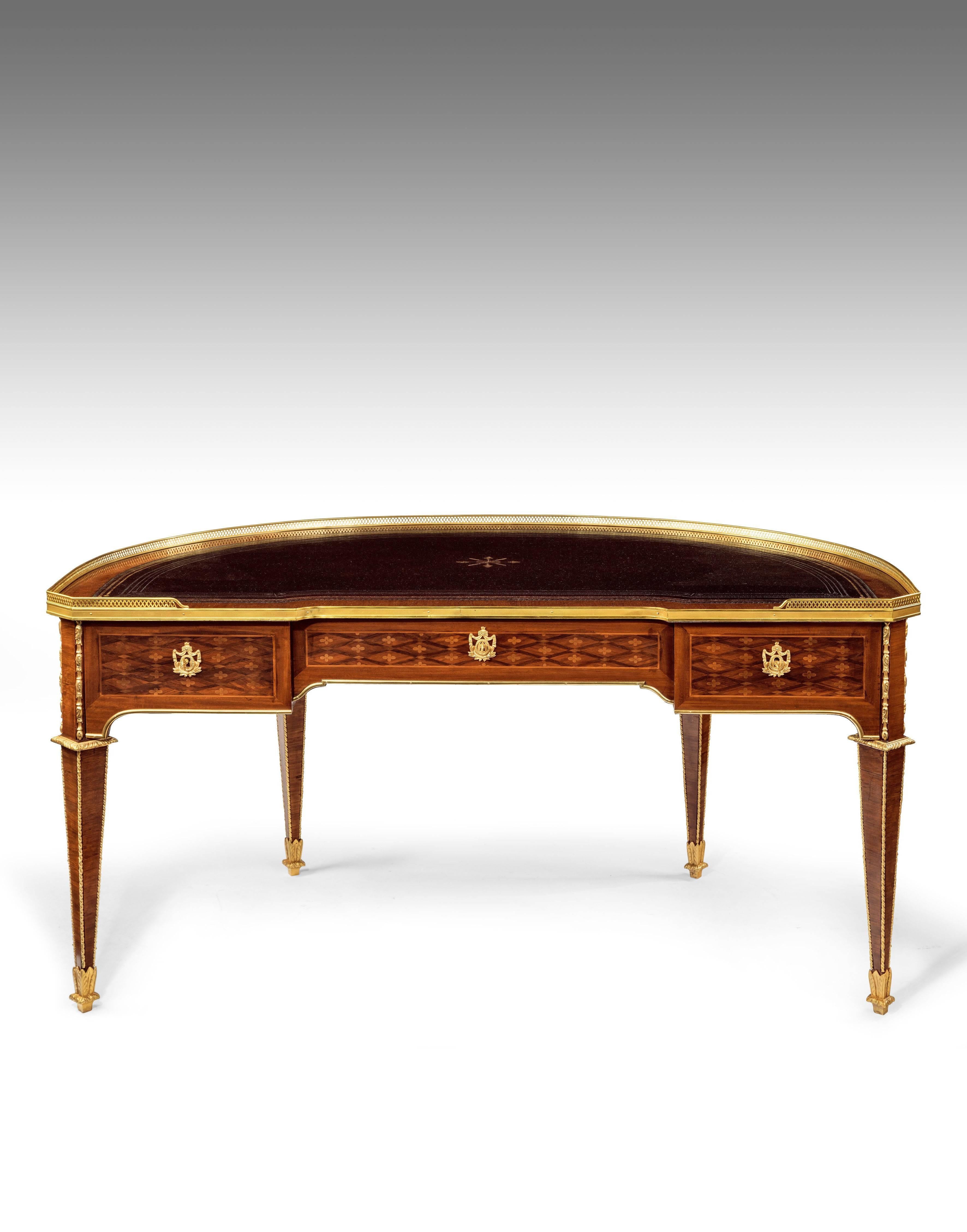 French Stunning Rare 19th Century Demilune, Crescent Shaped Desk
