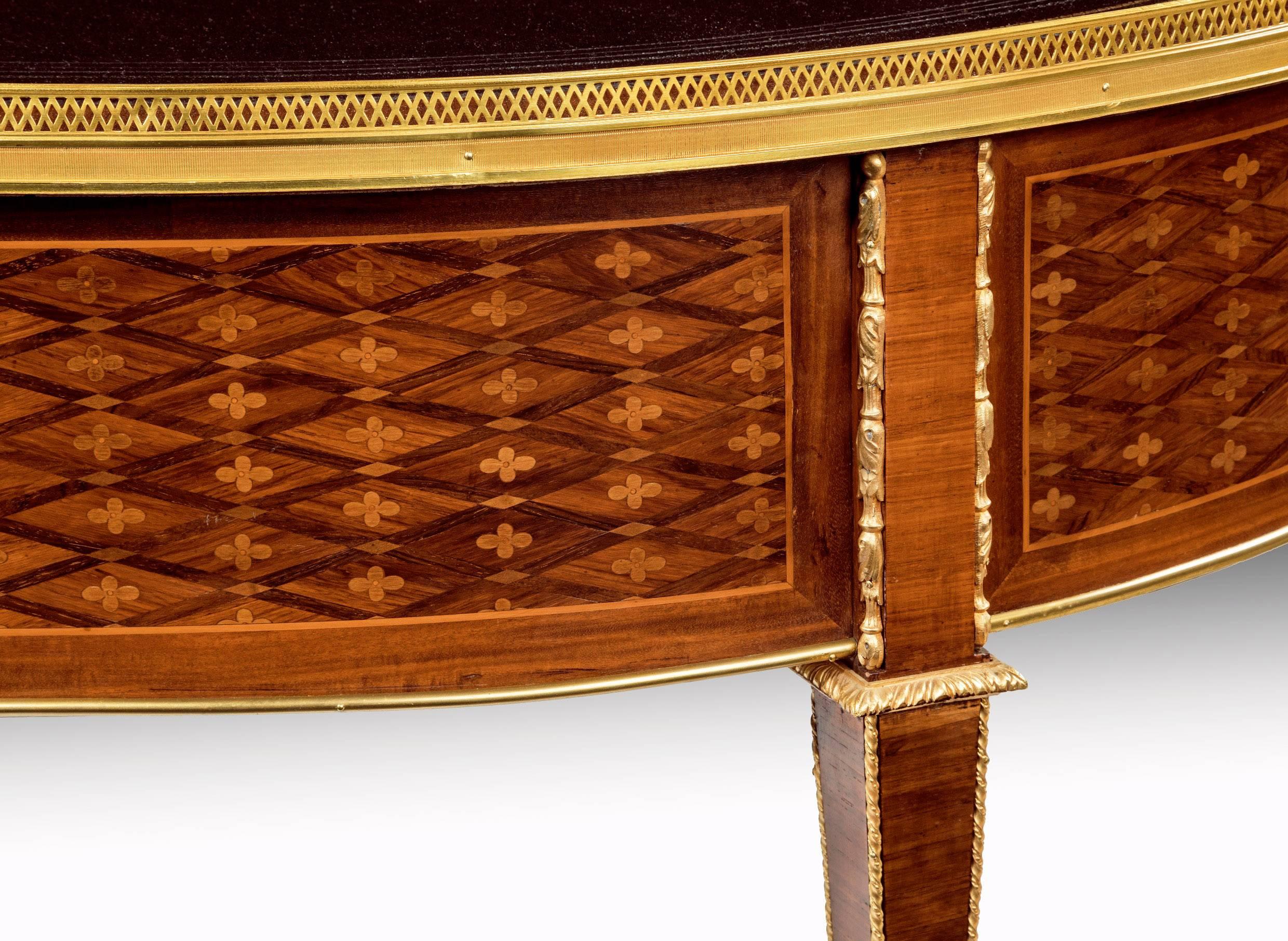 Leather Stunning Rare 19th Century Demilune, Crescent Shaped Desk