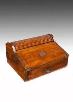 Quality 19th Century Military Campaign Camphor Wood Roll Top Writing Slope