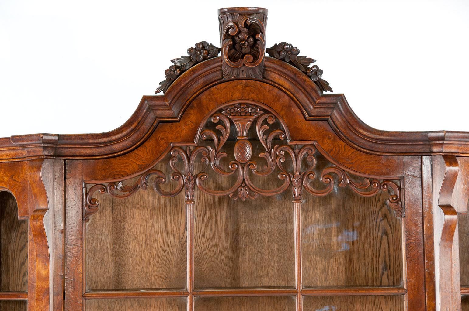 Antique Dutch Burr Elm Bombay Display Cabinet 2
