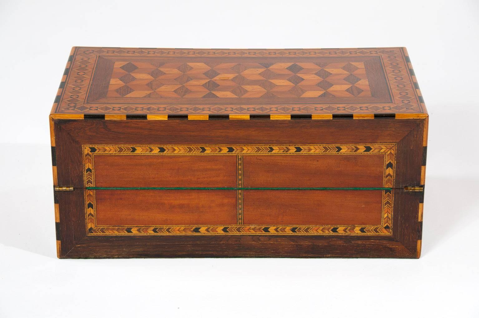 Exceptional 19th Century Geometric Parquetry Writing Slope 3