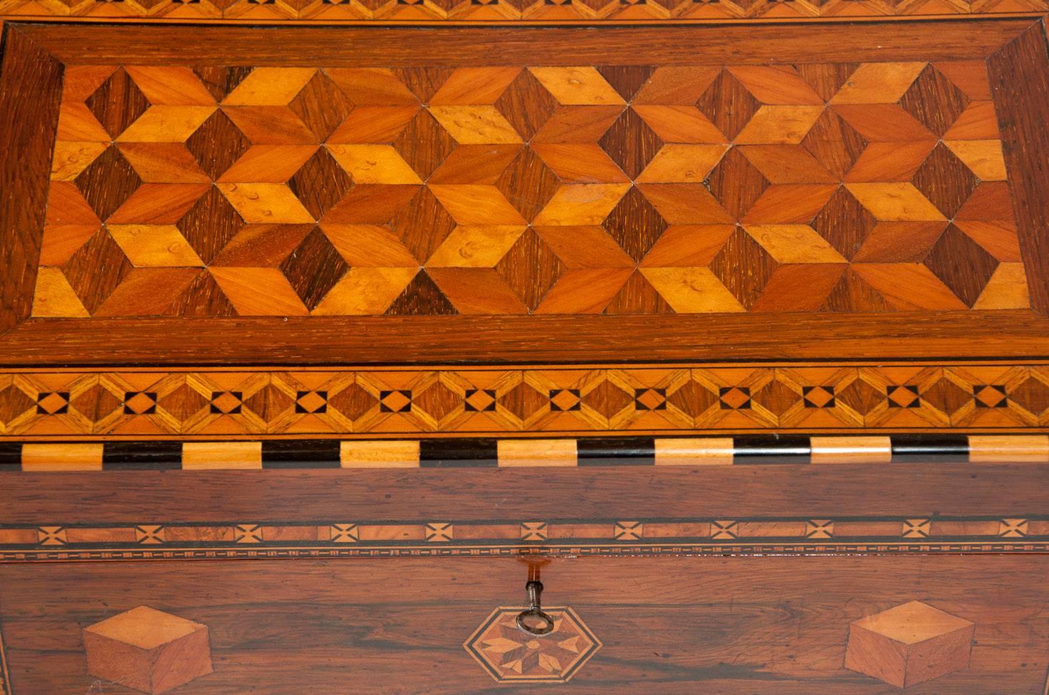Exceptional 19th Century Geometric Parquetry Writing Slope In Excellent Condition In Benington, Herts