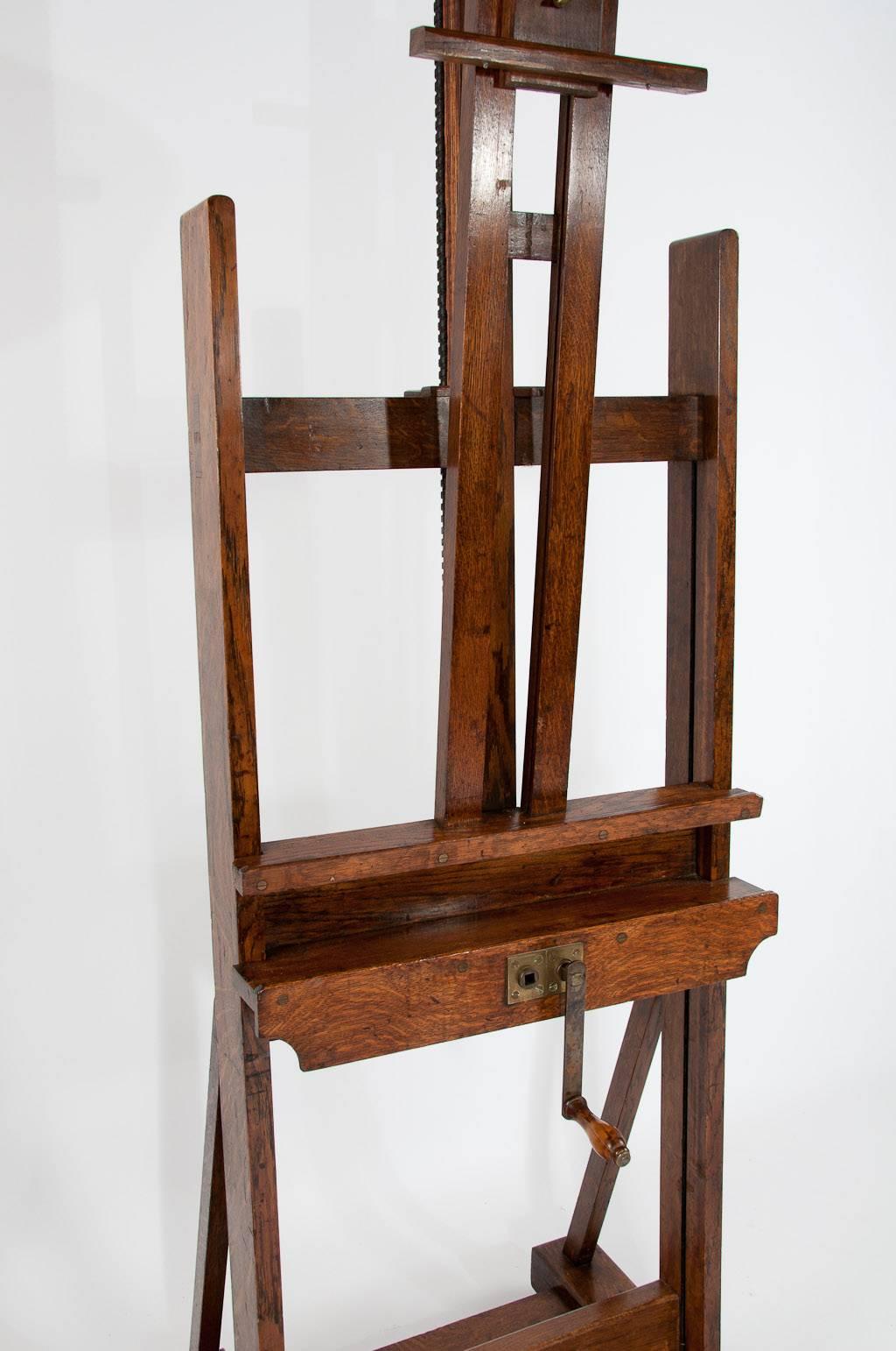 Large Victorian Oak Easel Winsor and Newton In Excellent Condition In Benington, Herts