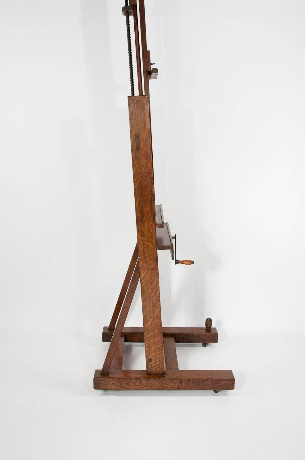 19th Century Large Victorian Oak Easel Winsor and Newton