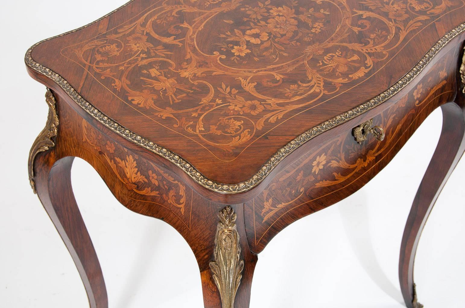 Exceptional French 19th Century Marquetry Dressing Table 1