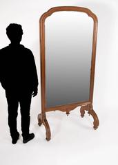 Rare Large French Double Sided Oak Cheval Mirror