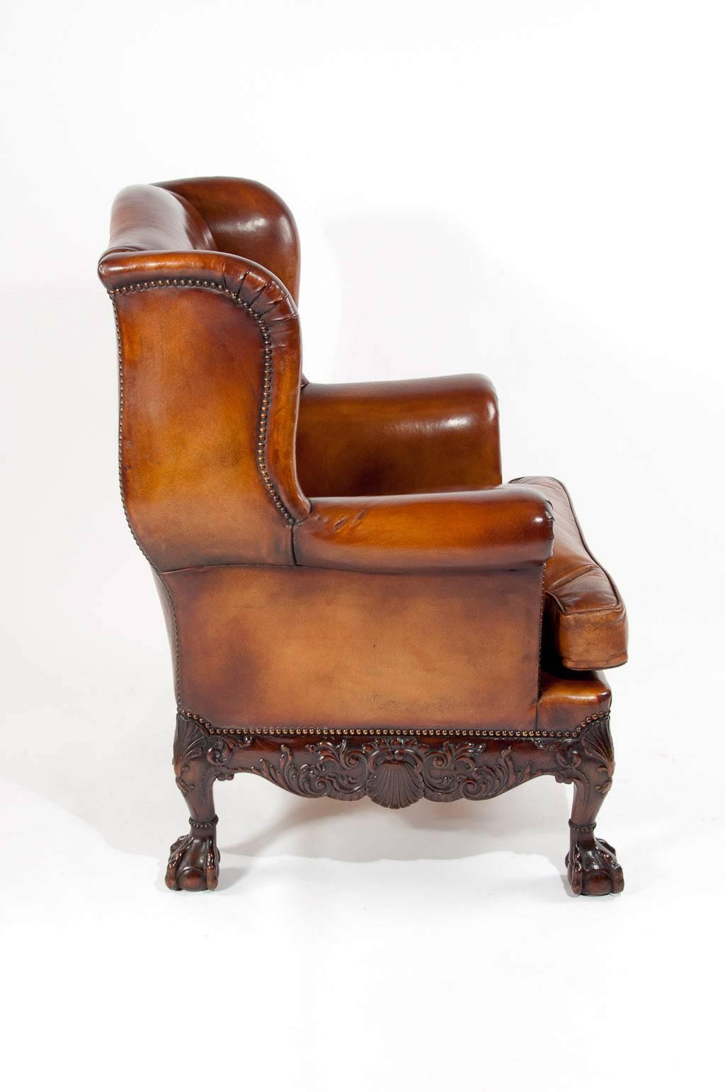 Superb Quality 19th Century Leather Wing Armchair 2