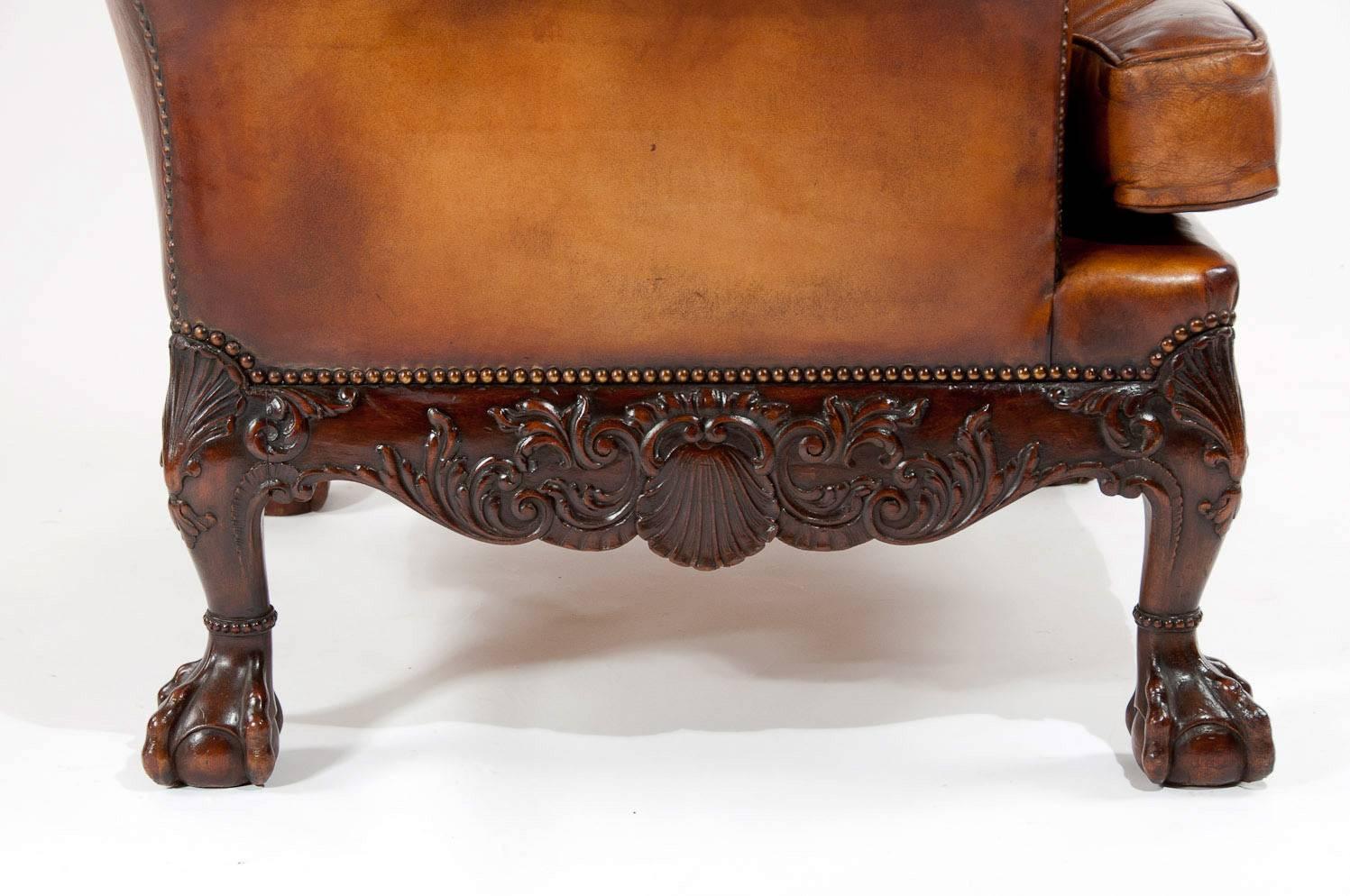 Superb Quality 19th Century Leather Wing Armchair 3