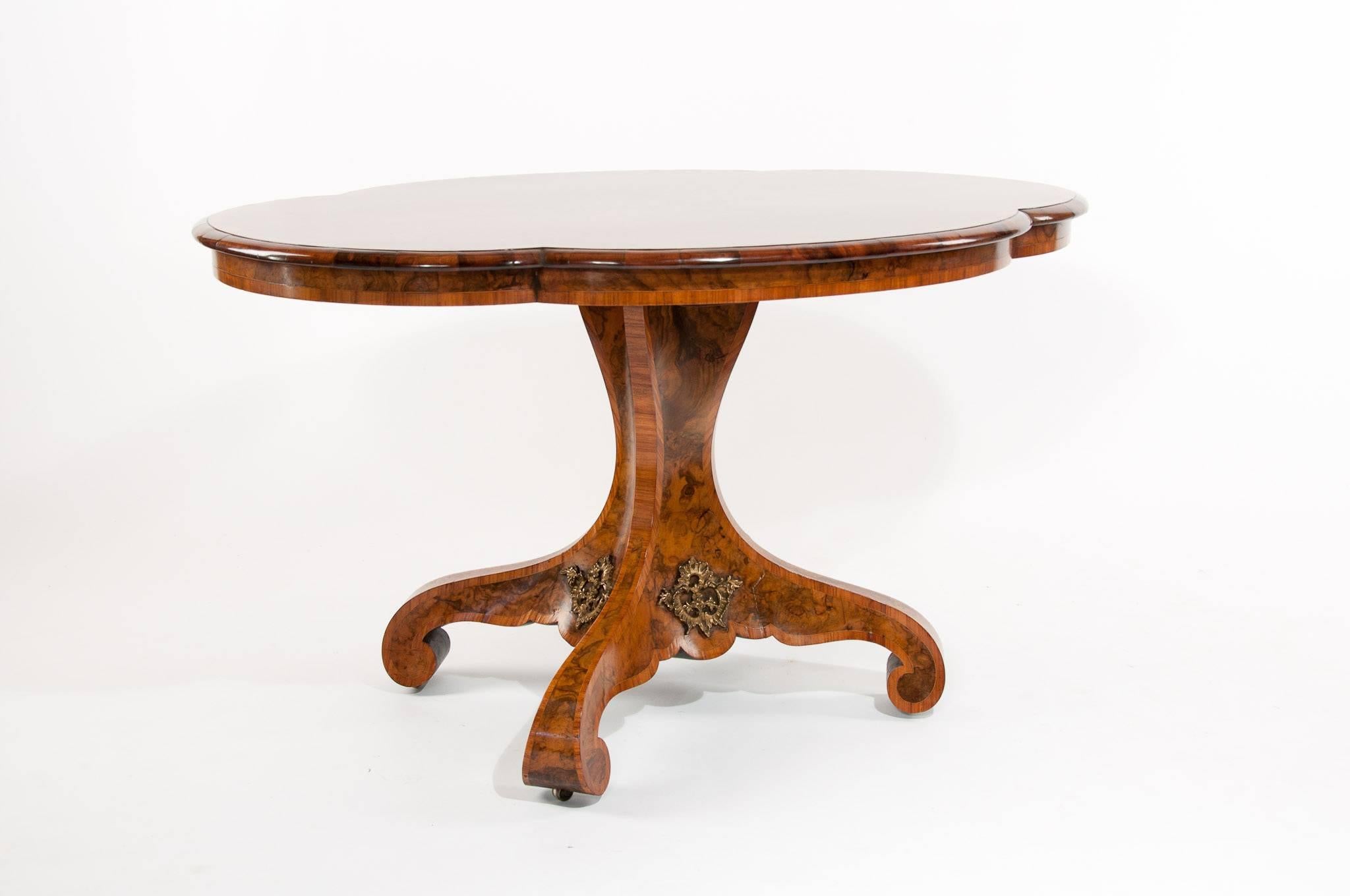 19th Century Burr Walnut Shaped Center Table 3