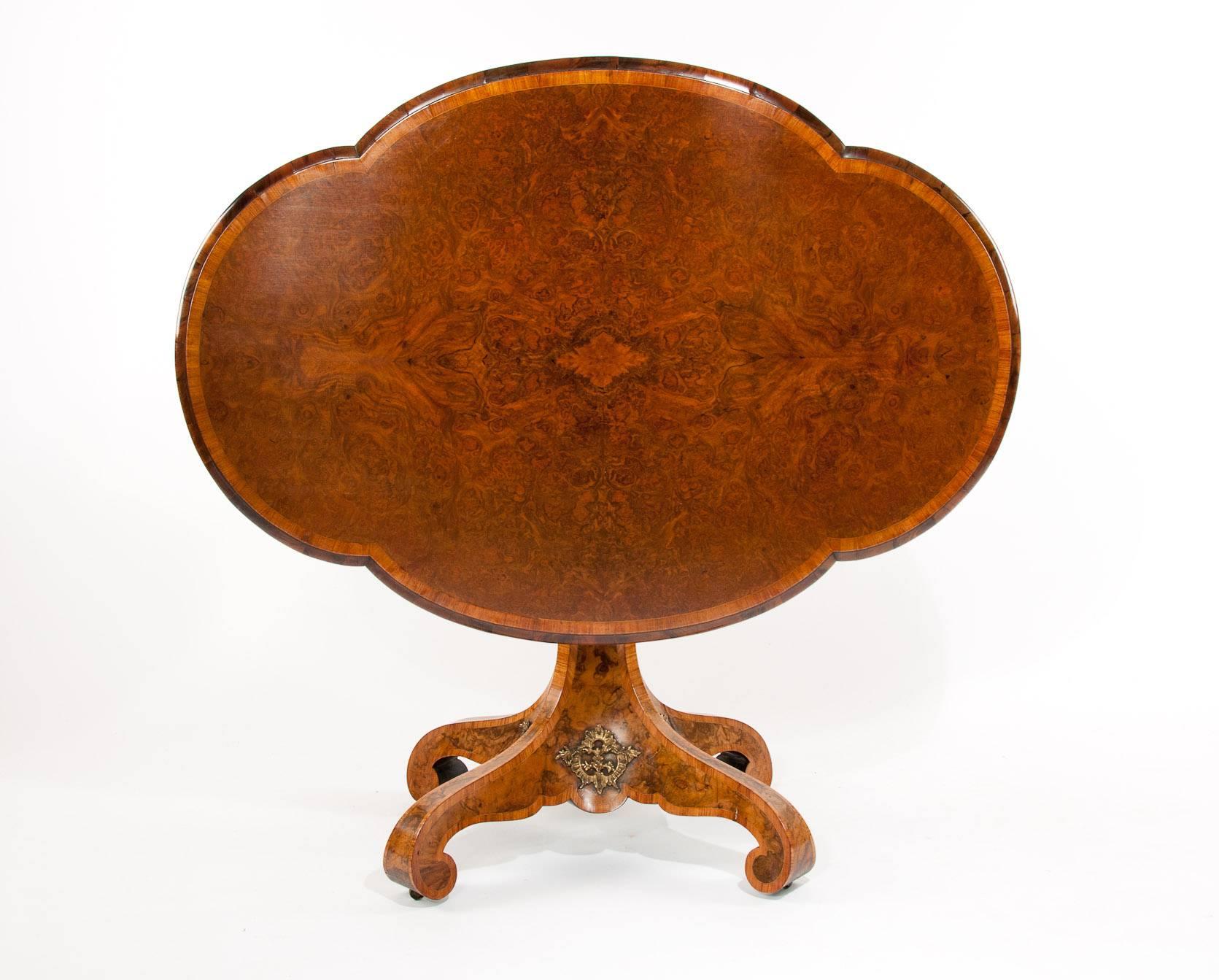 19th Century Burr Walnut Shaped Center Table 5