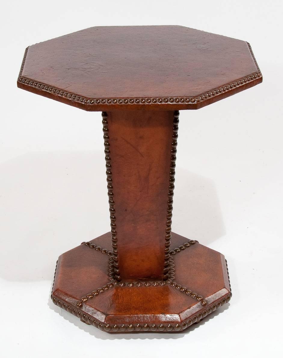 Art Deco French Leather Side Table 1