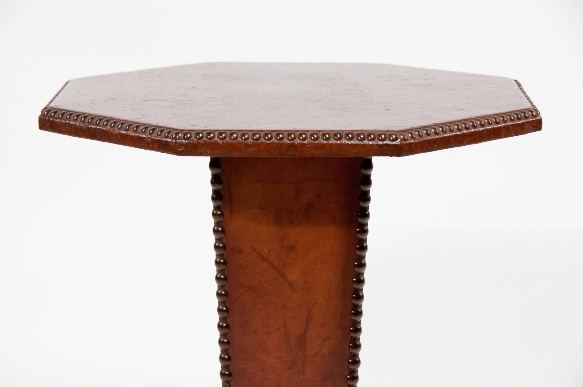 Mid-20th Century Art Deco French Leather Side Table