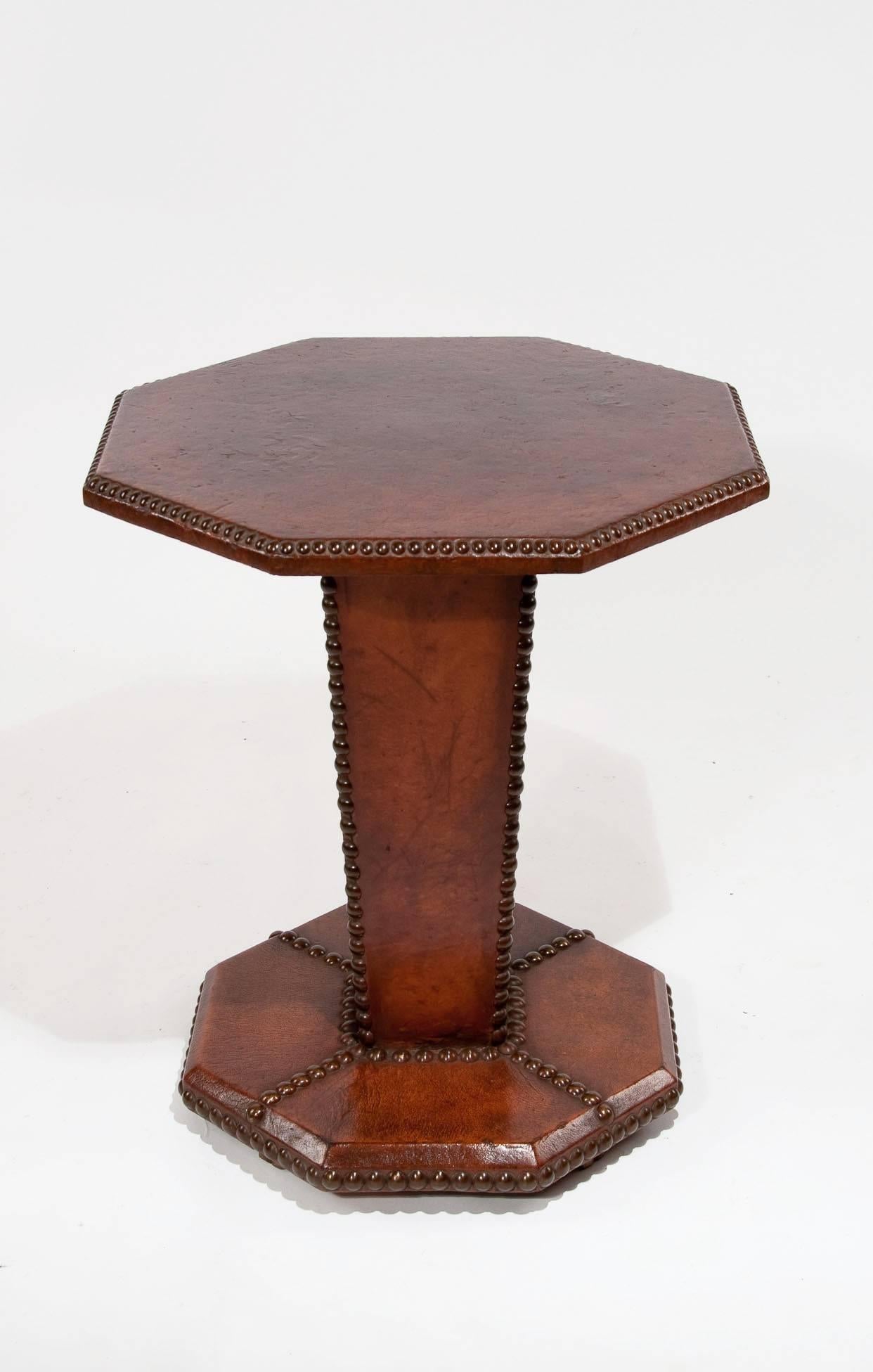 Art Deco French Leather Side Table 3