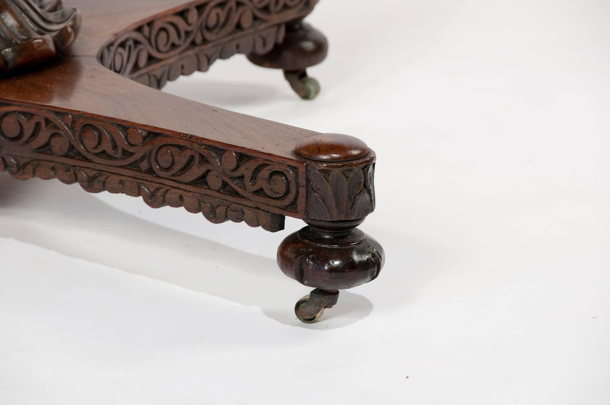 Fine 19th Century Anglo-Indian Rosewood Carved Table 1