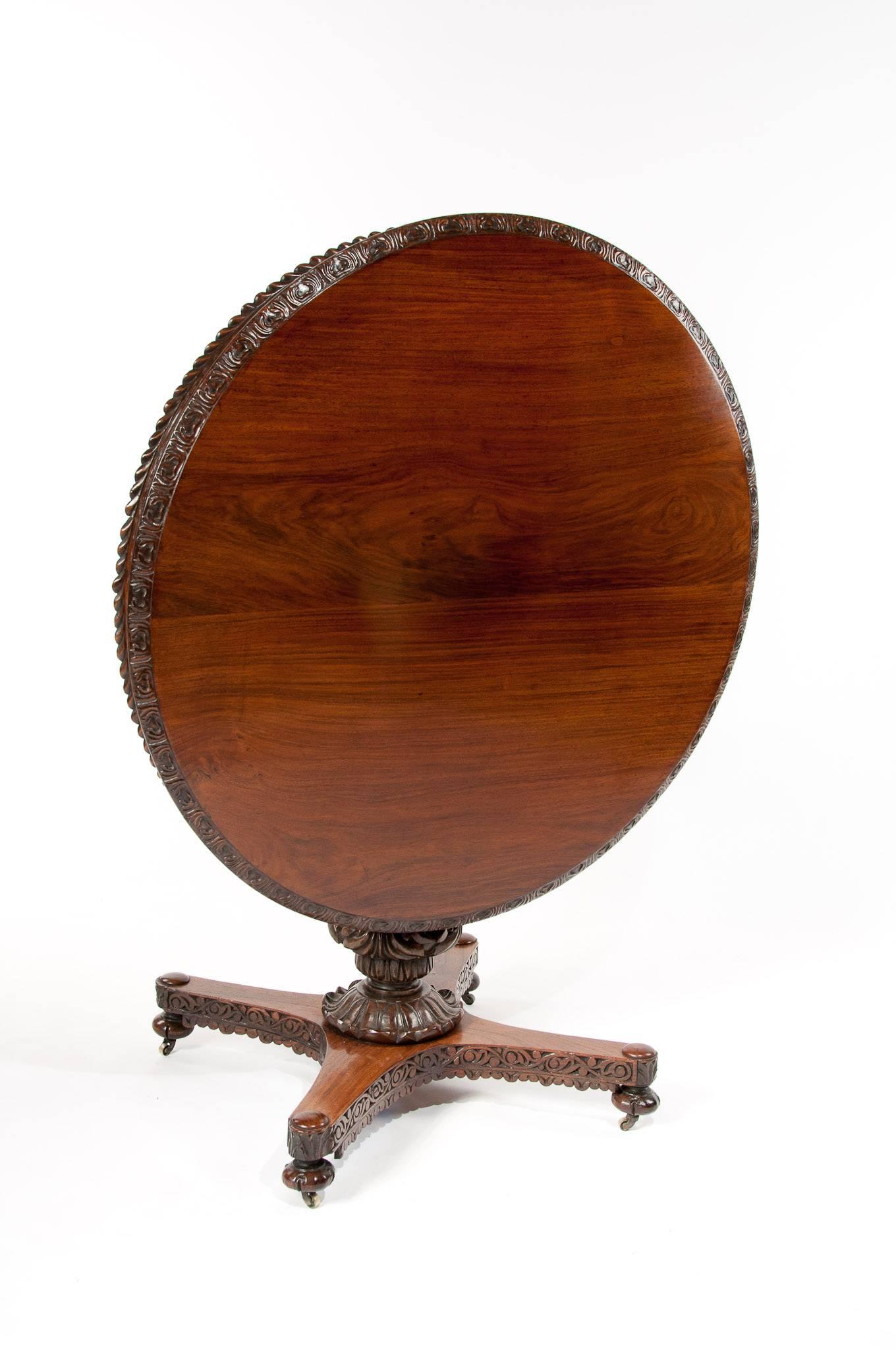 Fine 19th Century Anglo-Indian Rosewood Carved Table 2