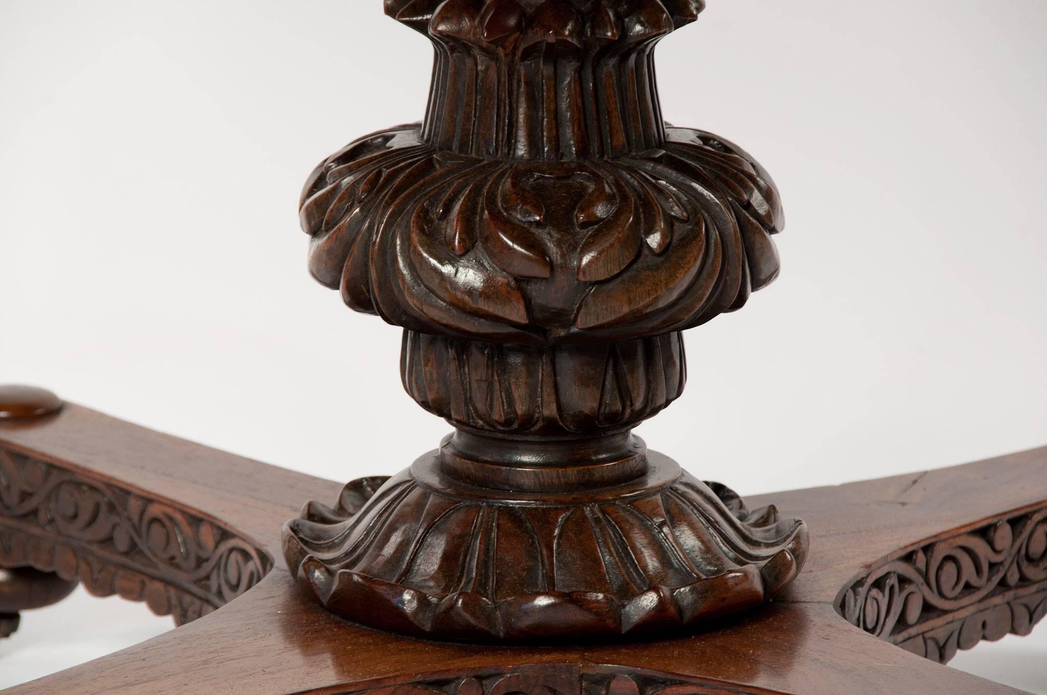 Fine 19th Century Anglo-Indian Rosewood Carved Table 3