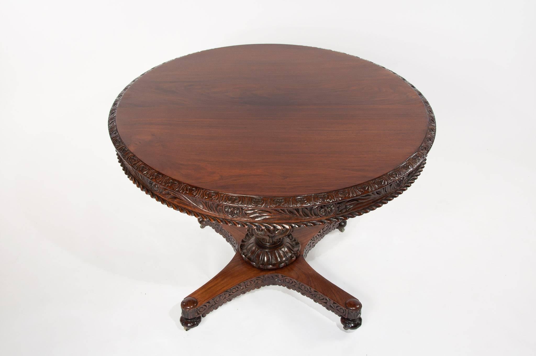 Fine 19th Century Anglo-Indian Rosewood Carved Table 4