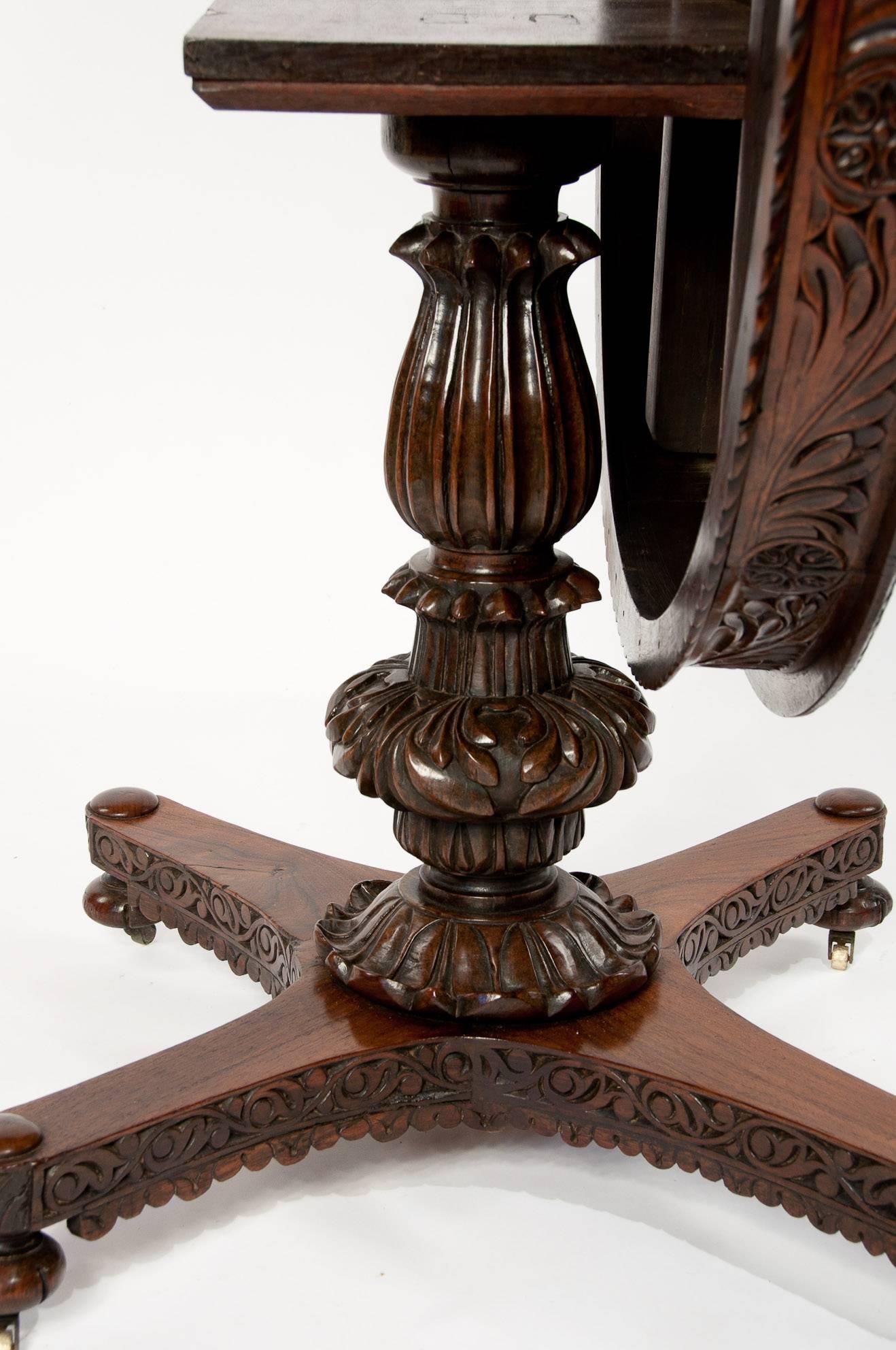 Fine 19th Century Anglo-Indian Rosewood Carved Table 5