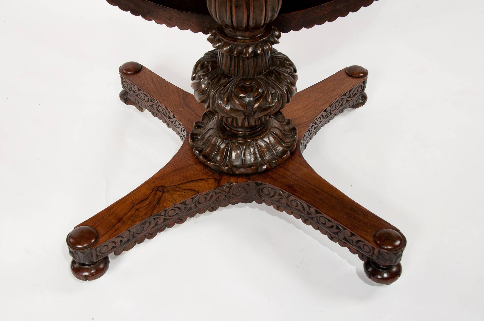 Fine 19th Century Anglo-Indian Rosewood Carved Table 6