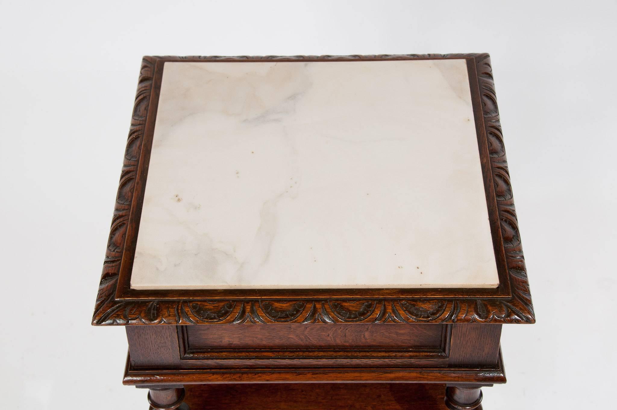 19th Century Oak Marble Topped Whatnot 4