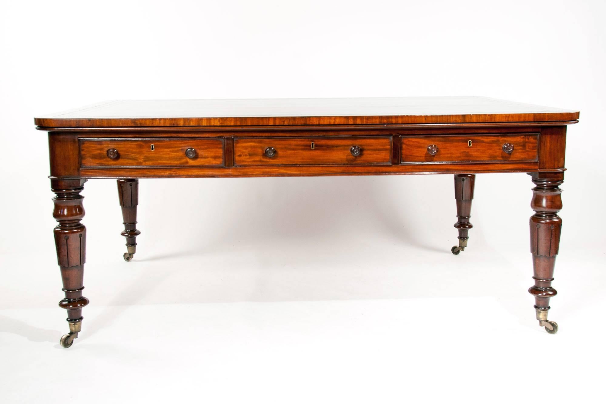 19th Century Superb Antique Mahogany Partners Writing Table