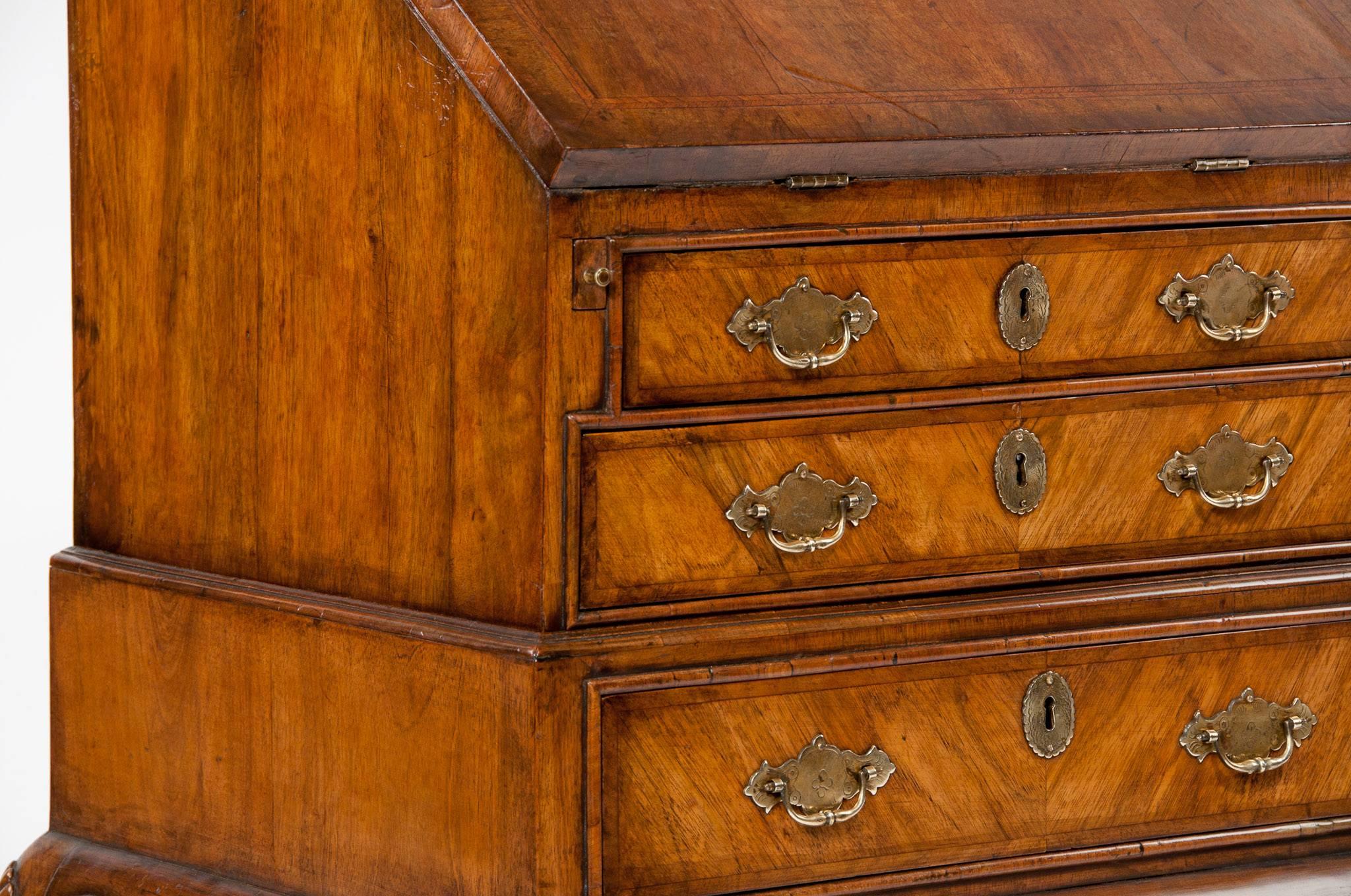 Queen Anne Very Good Quality Walnut Bureau on Stand