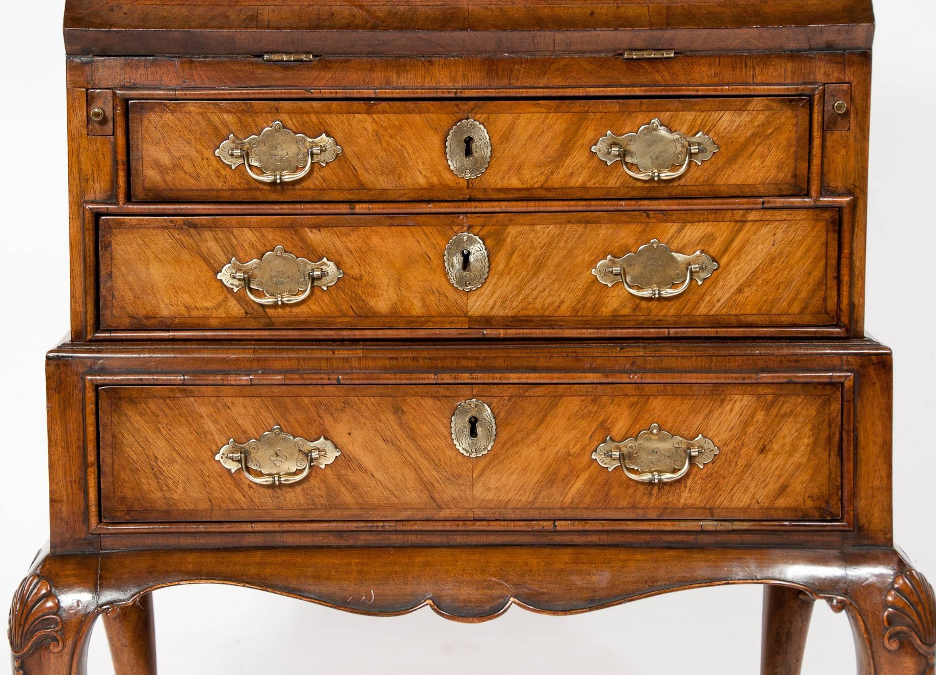 19th Century Very Good Quality Walnut Bureau on Stand