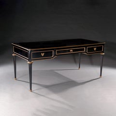Late 19th Century French Ebonised Bureau Plat Writing Table