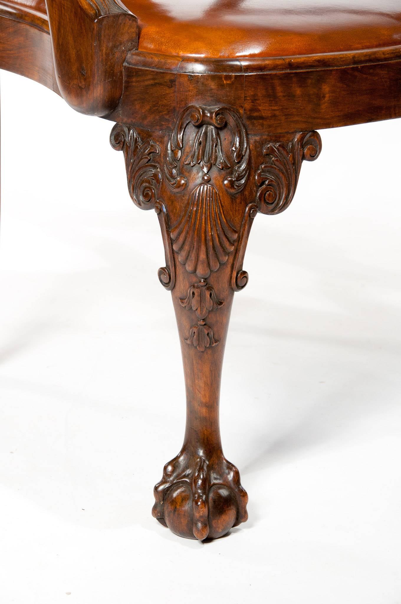 Carved Extremely Good Pair of Antique Walnut Desk Chairs