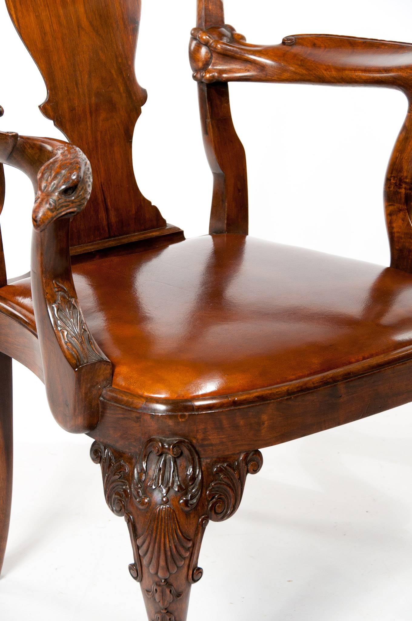 Early 20th Century Extremely Good Pair of Antique Walnut Desk Chairs