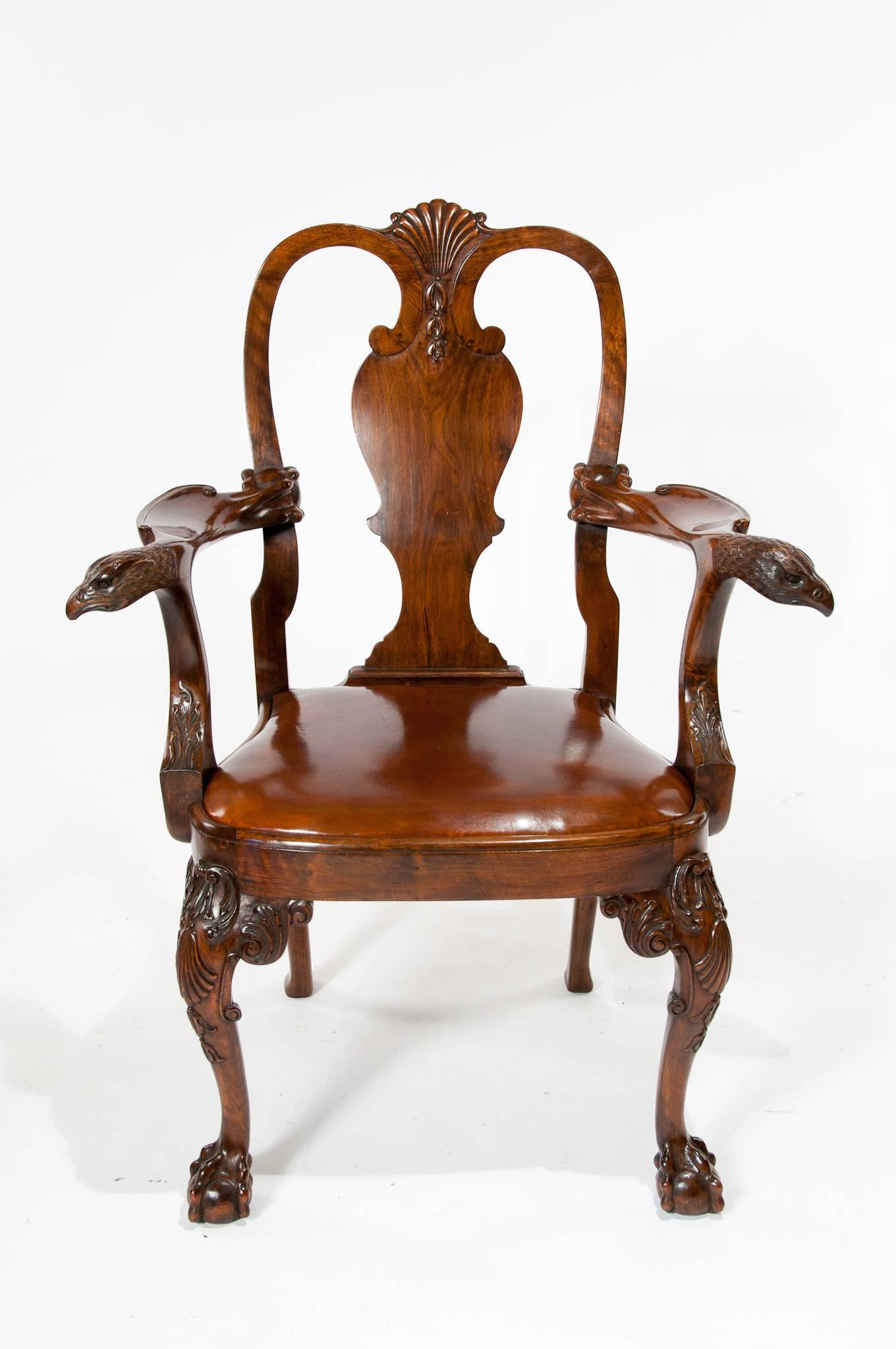 Leather Extremely Good Pair of Antique Walnut Desk Chairs