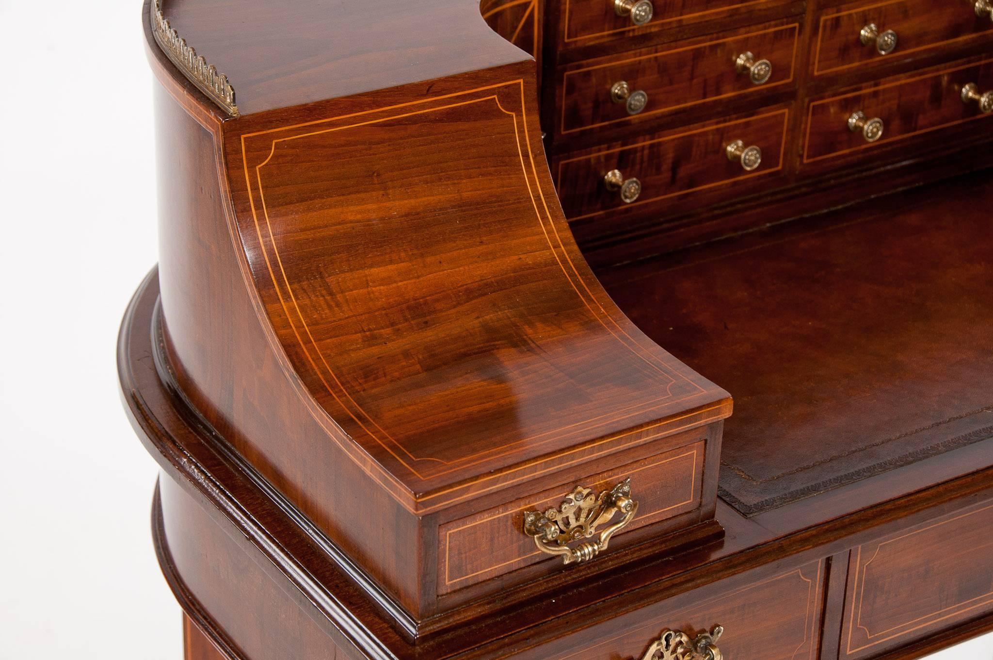 Inlay Fine 19th Century Mahogany Inlaid Carlton House Desk