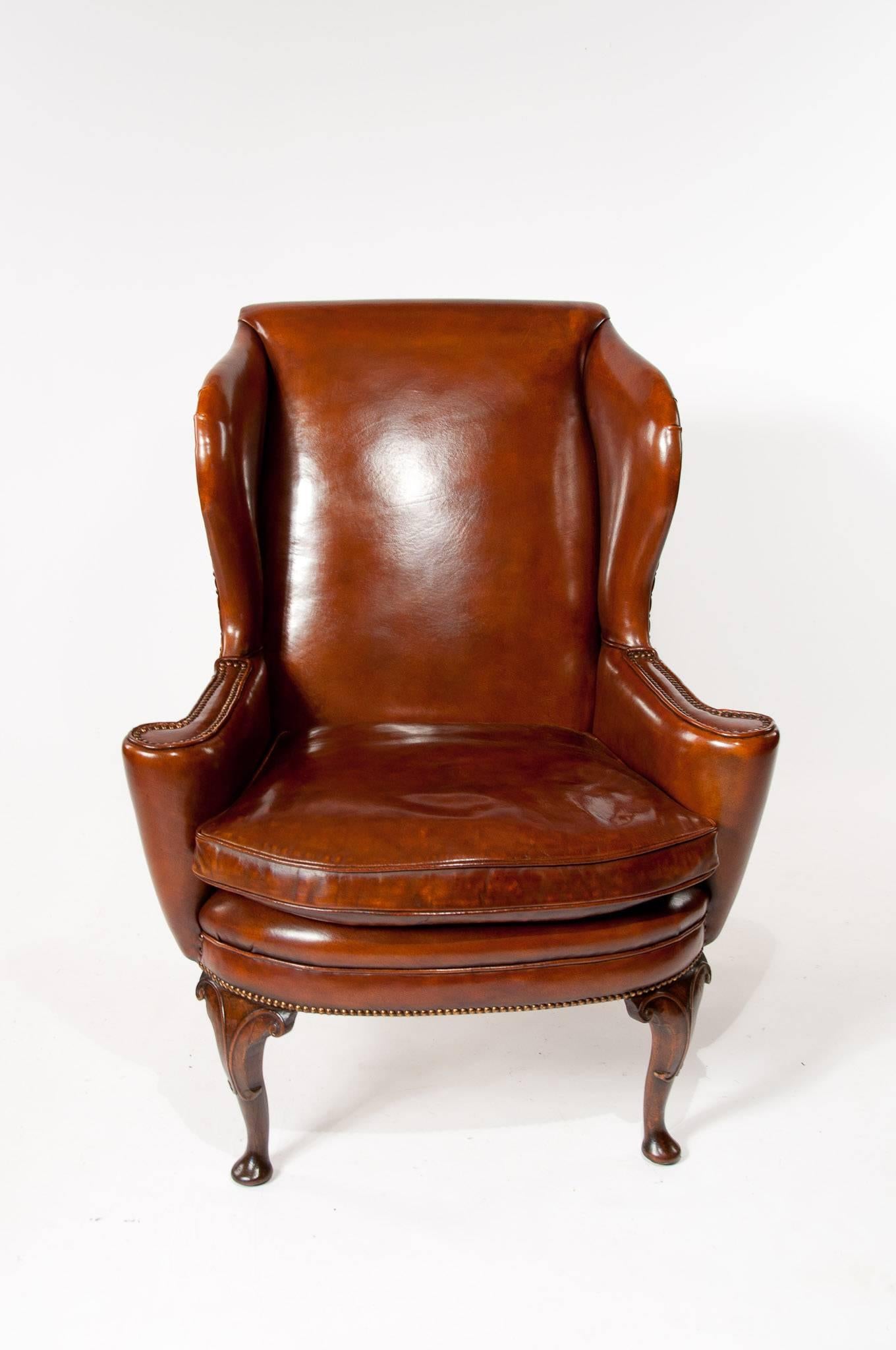Superb Quality 19th Century Antique Leather Wing Chair 3