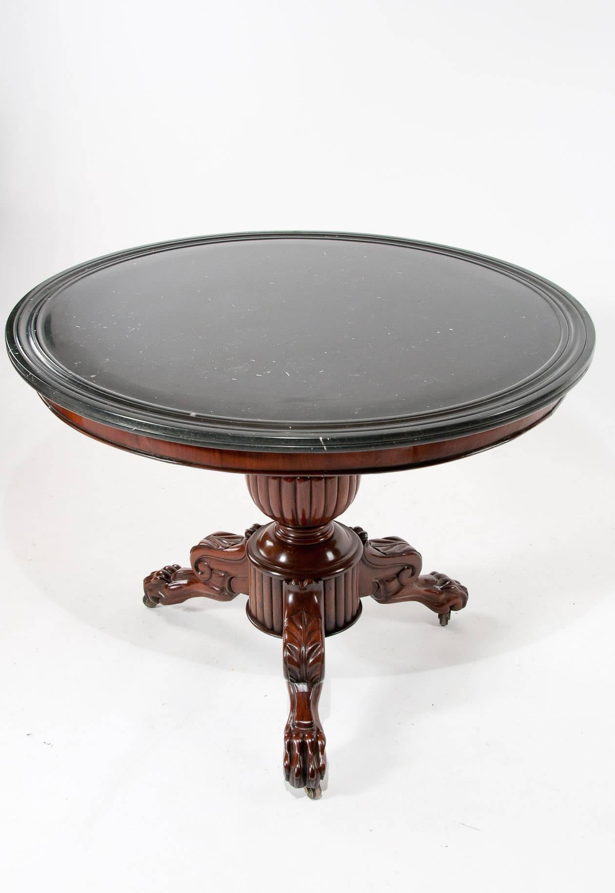 Louis Philippe Quality Antique Mahogany Marble-Top Gueridon