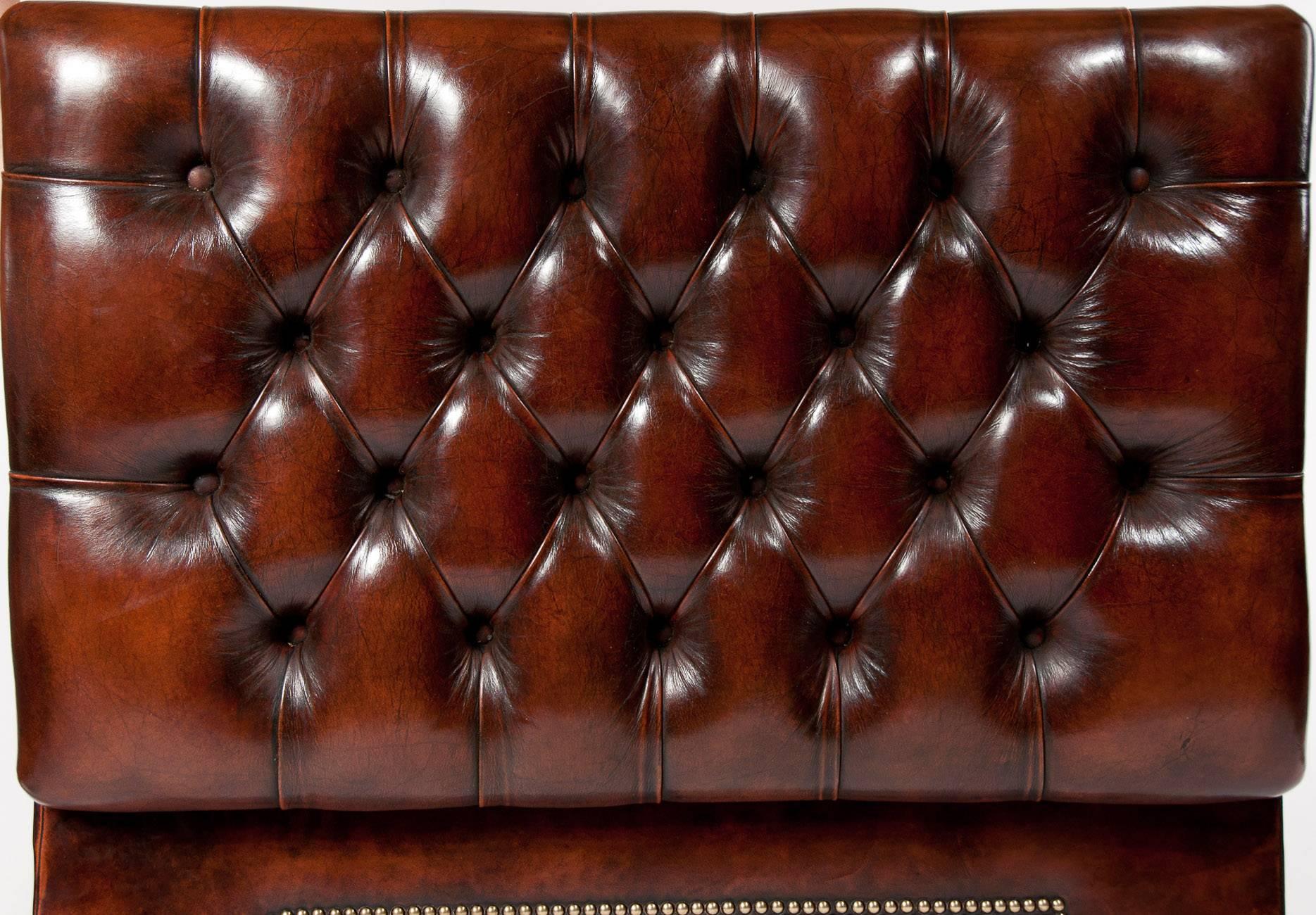 Antique Leather Upholstered Ottoman 2
