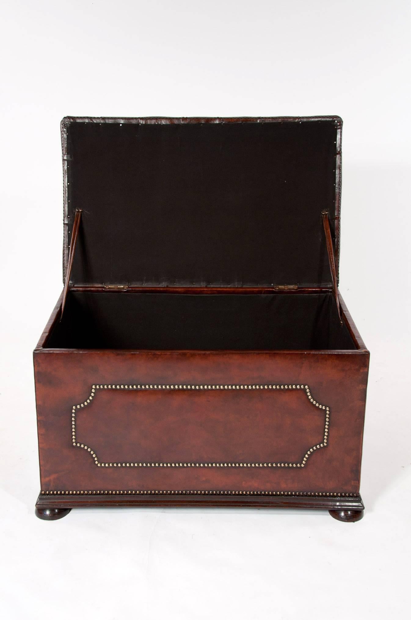 Early 20th Century Antique Leather Upholstered Ottoman