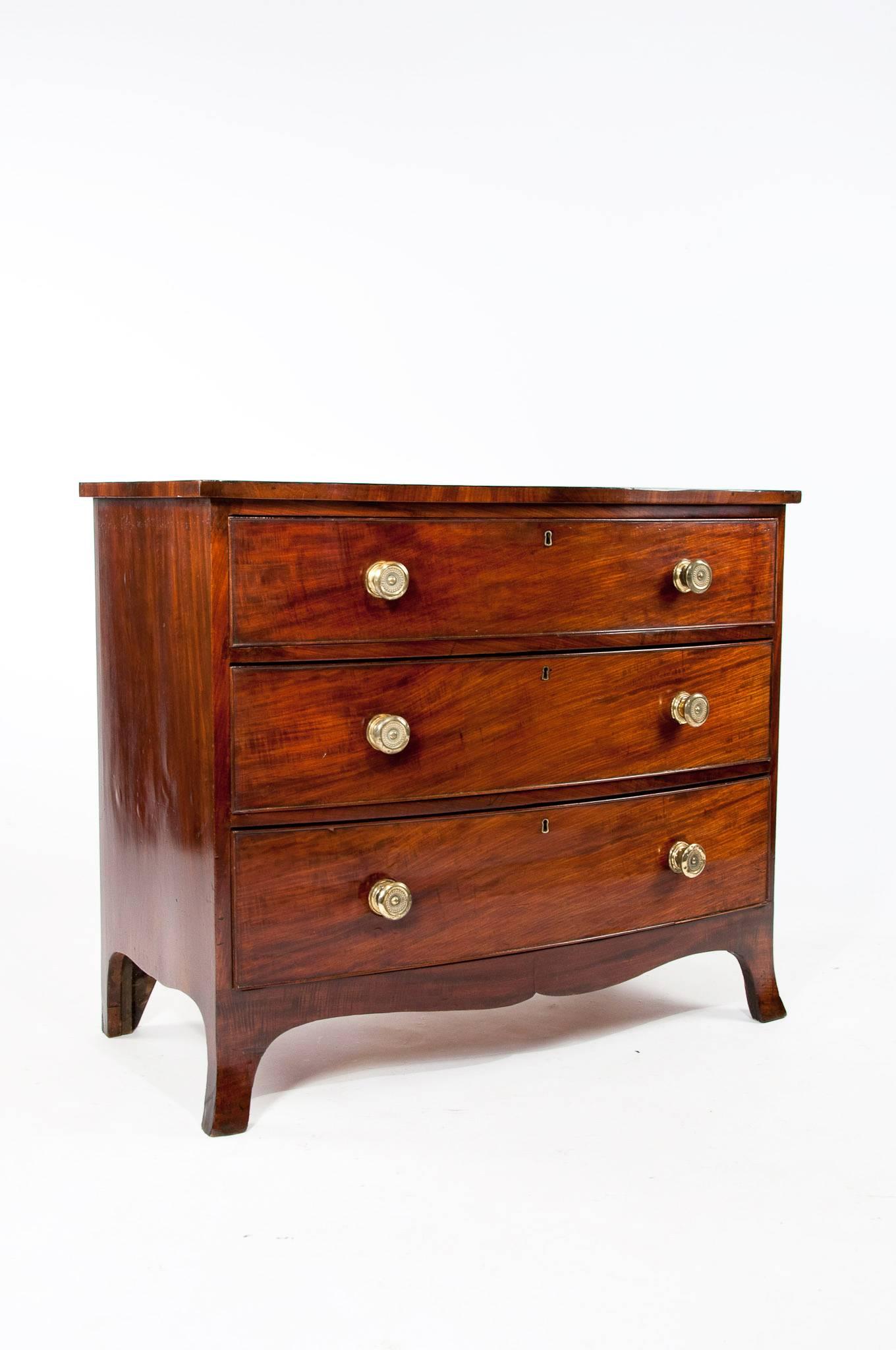 English George III Mahogany Bow Chest of Drawers