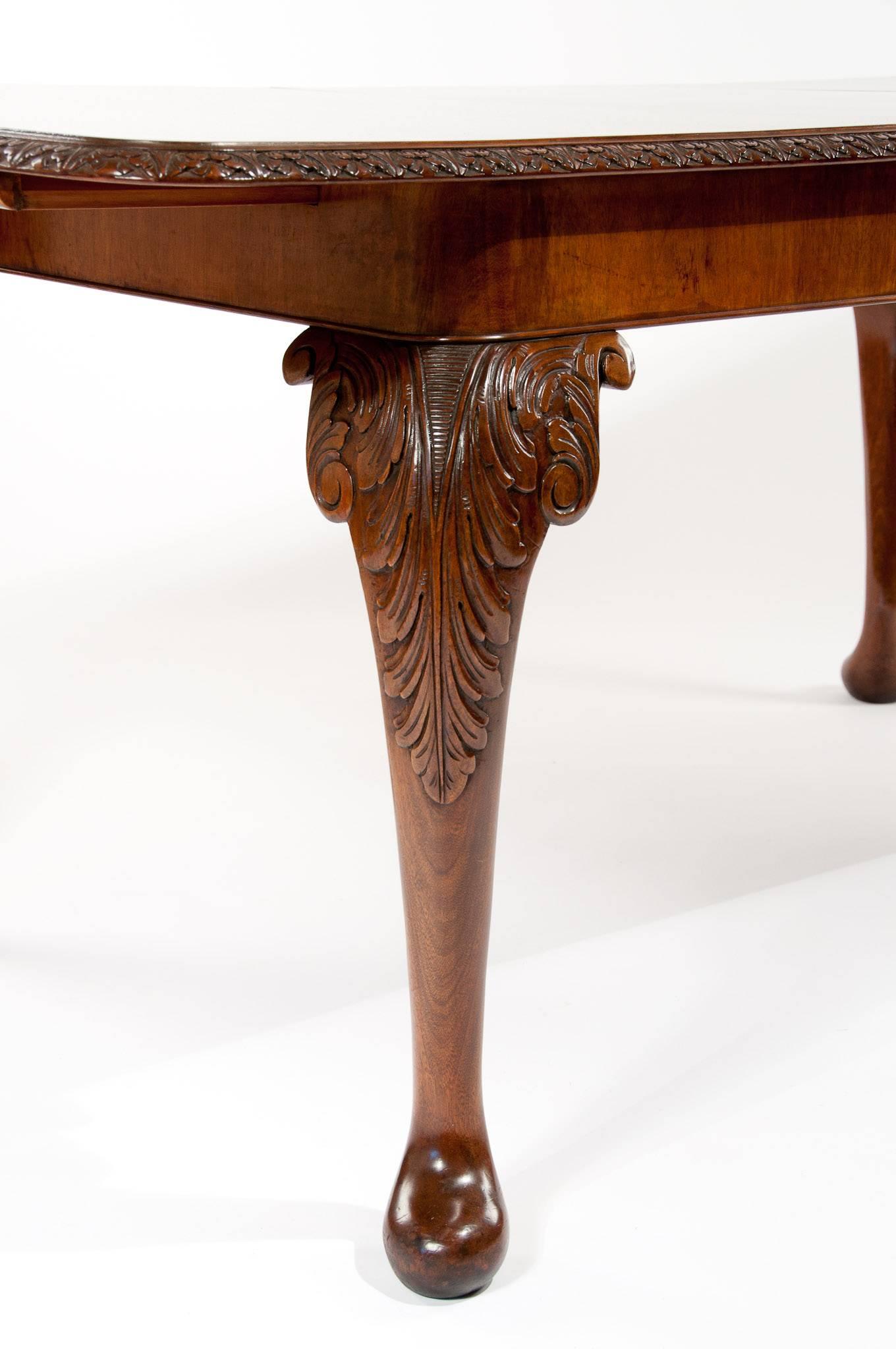 English Quality Walnut Dining Table and Eight Chair Set