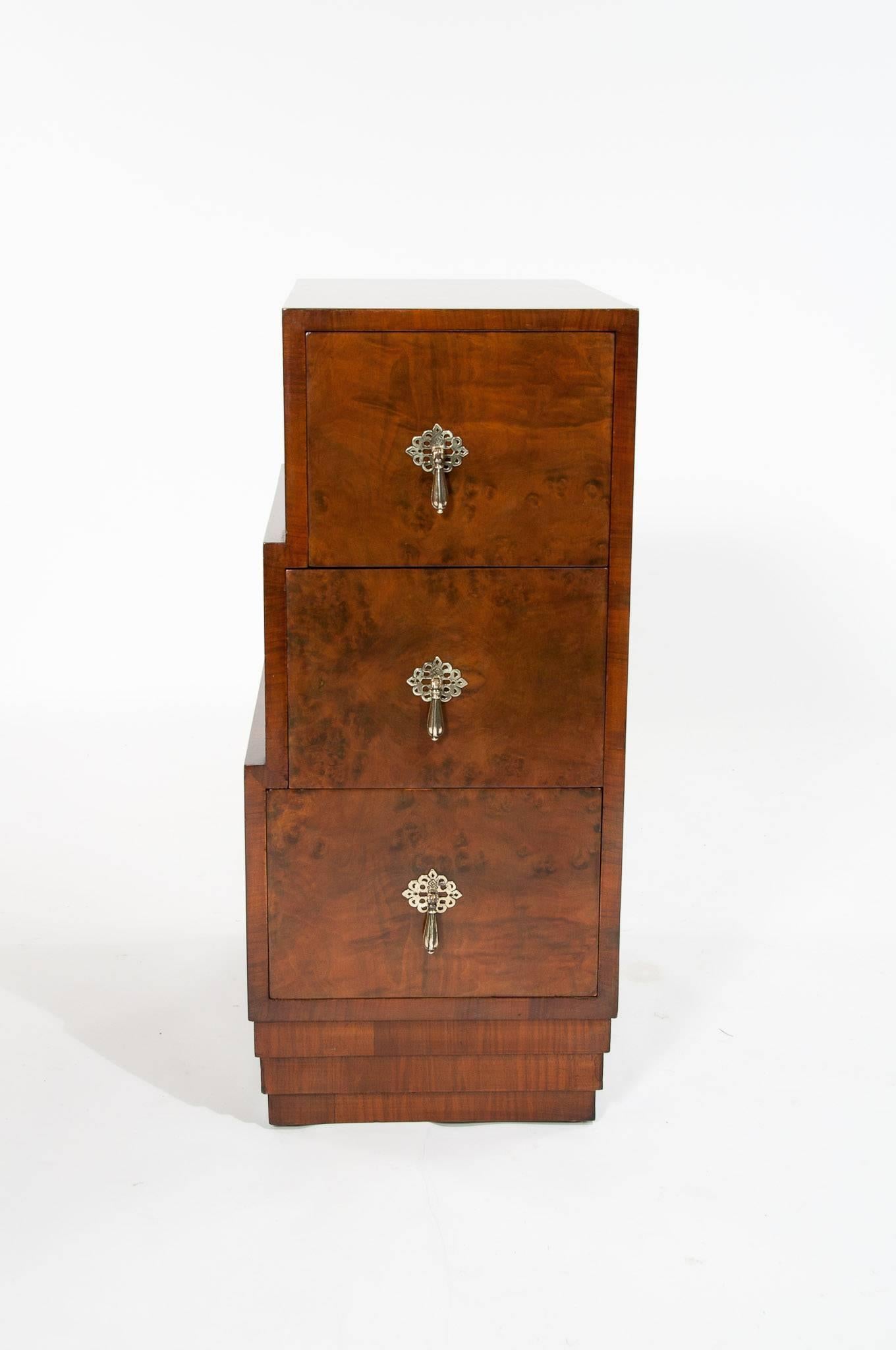 Pair of Stepped Art Deco Bedside Cabinets 1