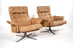 Stylish Pair of Leather Armchairs, 1970s, Denmark
